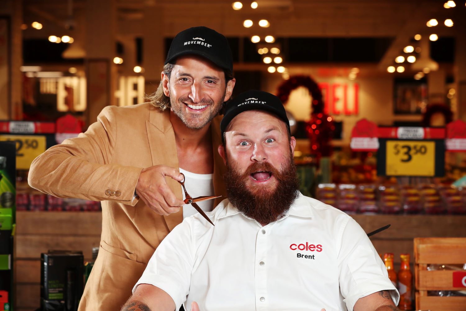 Joey Scandizzo and Brent Draper supporting the Coles Movember appeal